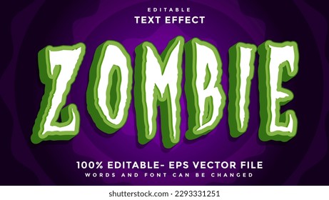 3d Plantilla Mínima De Diseño De Efecto De Texto Editable Zombie De Palabra, Efecto Guardado En Estilo Gráfico