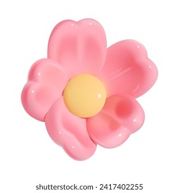 3D minimalist pink flower on a white background.