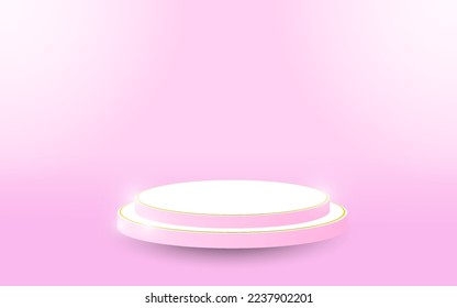 3D minimalist podium design in soft purplish pink colors for product promotion