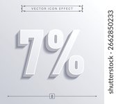 3D Minimalistic 7 Percent Icon Vector with Smooth Clean Design and White Style