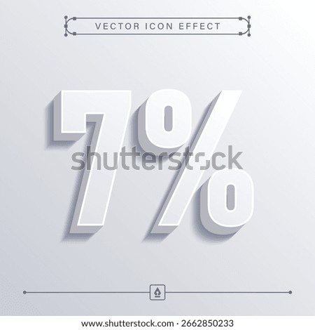 3D Minimalistic 7 Percent Icon Vector with Smooth Clean Design and White Style