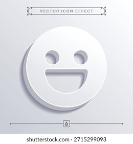 3D minimalistic happy face icon with smile emoji and cheerful vector illustration