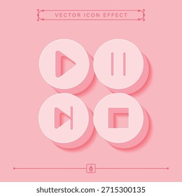Ícone de avanço rápido rosa minimalista 3D para player de música e ilustração de vetor de áudio
