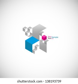 3d Minimalistic squares vector