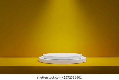 3D Minimalistic yellow background with a podium Studio scene with platform for product presentation
