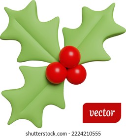 3D mistletoe illustration vectorised. Cute and soft christmas pland scalable and with transparent background