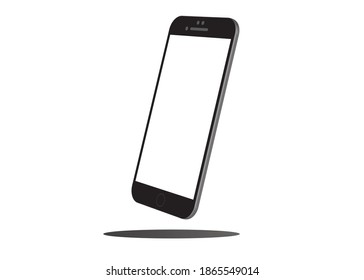 Teléfono móvil 3d con pantalla blanca en blanco.Plantilla de teléfono móvil vectorial moderna sobre fondo blanco. Ilustración de la pantalla 3d del dispositivo.