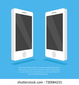 3d mobile phone chat message notifications vector illustration isolated on color background