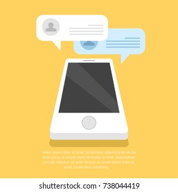 3d mobile phone chat message notifications vector illustration isolated on color background