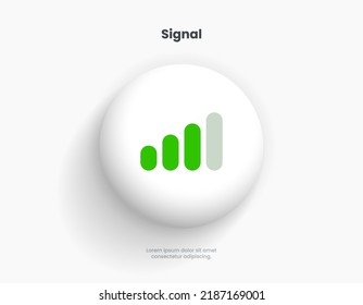 3d Mobile phone interface icon. Connection and signal bar symbol for mobile app, UI, operation system.