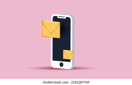 3d mobile phone isometric message notifications.Trendy and modern vector in 3d style.