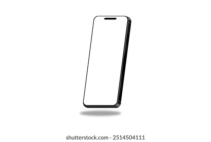 3D celular Realistic smartphone mockup. vetor com isolado no fundo branco. Vista frontal do dispositivo. com sombra., apresentação ux de alta qualidade.