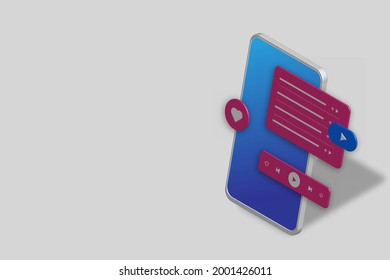 3d diseño vectorial de teléfono móvil con tema musical, adecuado para promoción de aplicaciones de música