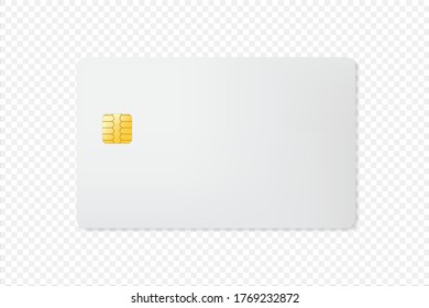 3D Mock up Blank Credit Card with Chip on transparent Background. E-commerce banking for shopping template concept design.