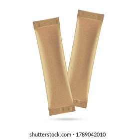 3D Mock up Matte sachet bag isolated on white background. Vector illustration. Food, beverage, Healthcare and Medical merchandise Packaging concept design.