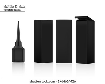 3D Mock up Realistic Bottle for Eyeliner Cosmetic product  packaging and Box Container on white background vector illustration. Health care and Make up Object.