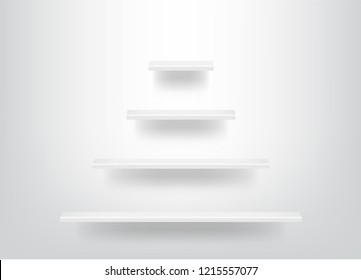 3D Mock up Realistic Empty Shelves for interior to Show Product with light and shadow background illustration