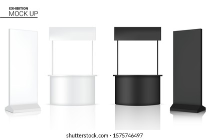 3D Mock up Realistic Kiosk Display POP Booth for Sale Marketing Promotion Exhibition Background Illustration