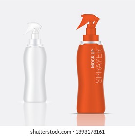 3D Mock up Realistic Spray Bottle  Cosmetic or Lotion for Skincare Product Packaging With Blue and Cap on  Background Illustration