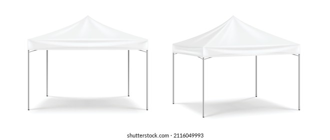 3d mock up realistic tent kiosk booth pop for sale marketing promotion on white background isolated. Event and exhibition concept design. Vector illustration