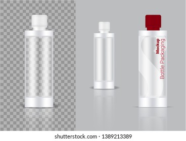 3D Mock up Realistische transparente Flasche Kosmetik oder Lotion für Hautpflege Produktverpackung auf der Hintergrund-Illustration