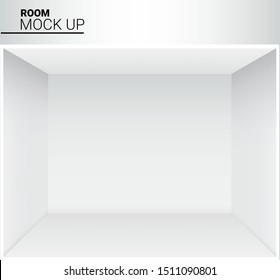 3D Mock up Realistic White Empty Room for Shop, store Exhibition Background Illustration