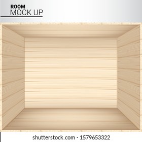 3D Mock up Realistic Wooden Empty Room for Shop, store Exhibition Background Illustration