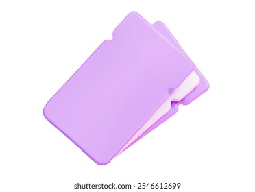 3D mockup of an empty coupon in lilac color. The element can be used for certificates, tickets, vouchers, and promotional materials. Vector illustration.