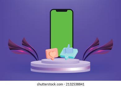 Modelo 3D con Iconos 3D y móvil