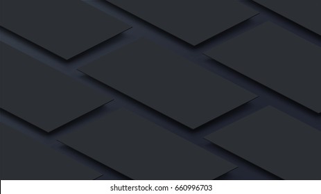 3D Mock-up mobile app interface. Blank app screen. Horizontal aspect ratio in dark gray color tone create by vector easy to use for user interface and user experience design.