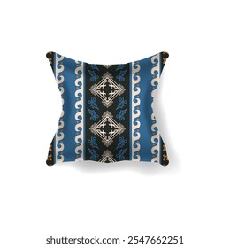 3d mockup pillow with traditional batik pattern isolated