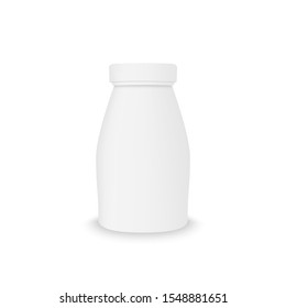 3d mockup of plastic realistic bottle. Vector packaging mockup template for food fluid products.