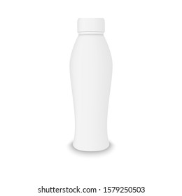 3d mockup of plastic realistic bottle. Vector packaging mockup template for food fluid products.