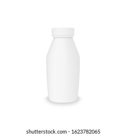 3d mockup of plastic realistic bottle. Vector packaging mockup template for food fluid products.