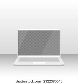 3d Mockup White Laptop Isolated On White Background With Blank Screen