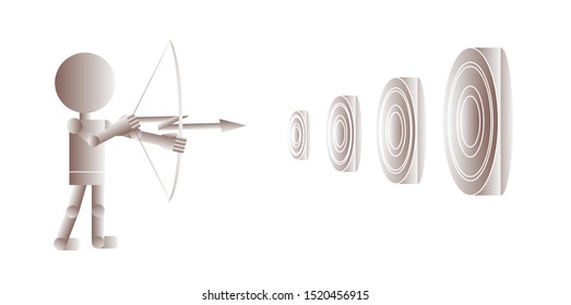 3d model is about to shoot an arrow to select the maximum target, stock up, down, success, - vector