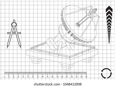 3d model of an antenna on a white background. Drawing