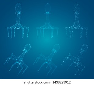 3d model of a bacteriophage, an artificial microorganism for the treatment of deadly diseases. future of medicine