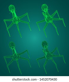 3d model of a bacteriophage, an artificial microorganism for the treatment of deadly diseases. future of medicine