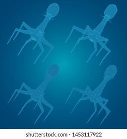 3d model of a bacteriophage, an artificial microorganism for the treatment of deadly diseases. future of medicine