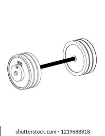 3d model of barbell on a white background. Drawing