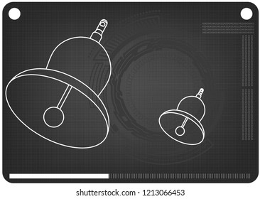 3d model of a bell on a black background. Drawing