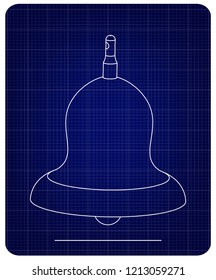 3d model of a bell on a blue background. Drawing