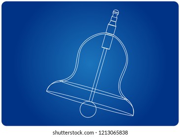 3d model of a bell on a blue background. Drawing