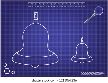 3d model of a bell on a blue background. Drawing
