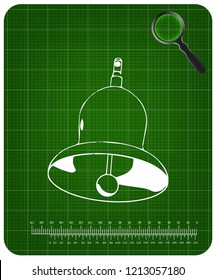 3d model of a bell on a green background. Drawing