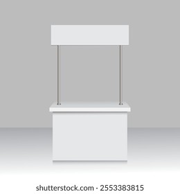 3D model of blank information booth. Vector model of blank exhibition stand and kiosk