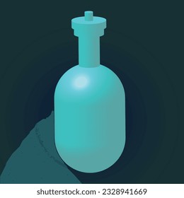 3D model of a bottle icon for your design, easily editable 3d model, vector art illustration