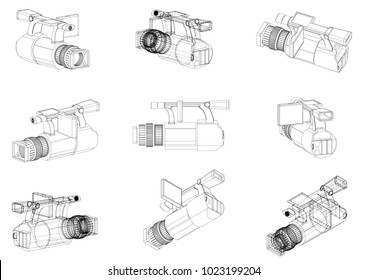 3d model of the camera on a white background. Drawing