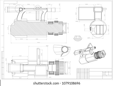 3d model of the camera on a white background. Drawing